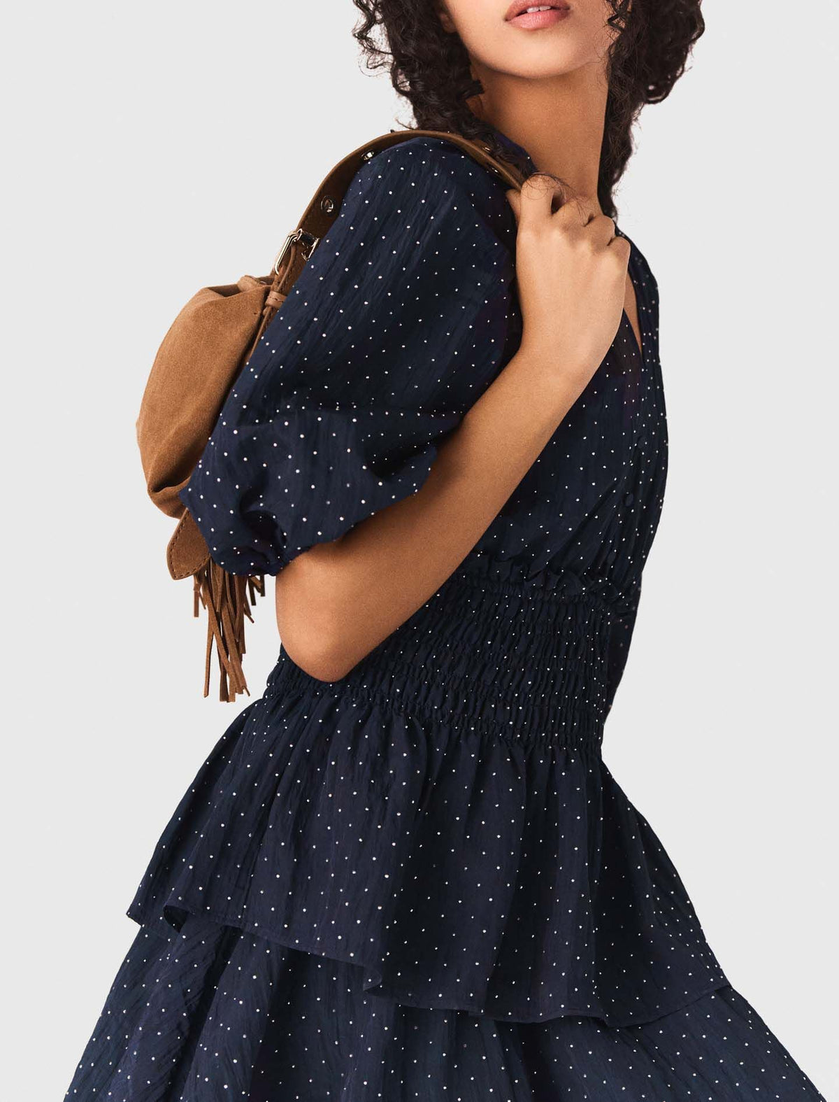 Ruffle and rhinestone dress | Maje