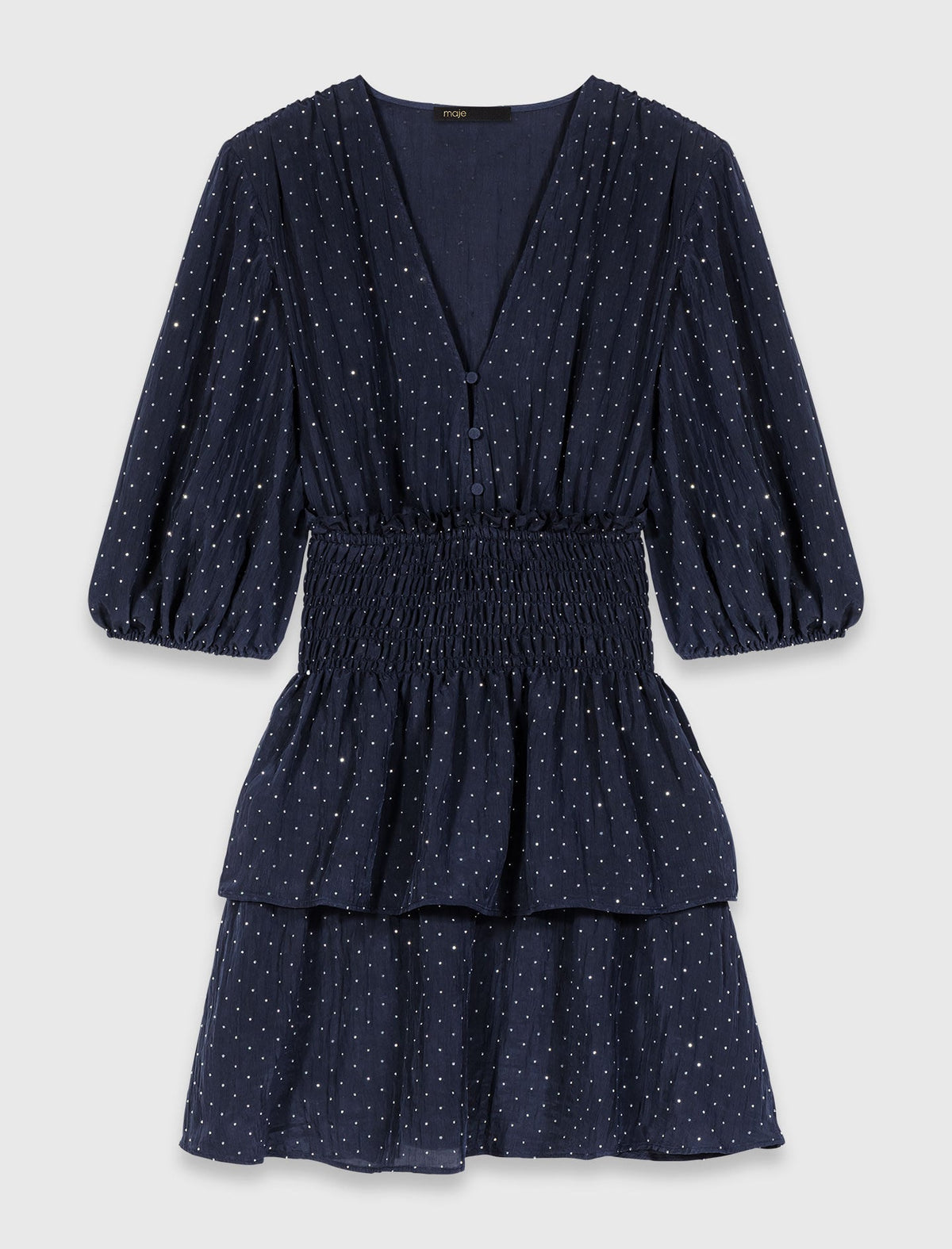 Ruffle and rhinestone dress | Maje