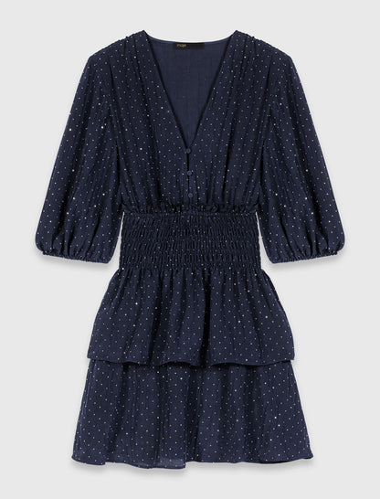 Ruffle and rhinestone dress | Maje