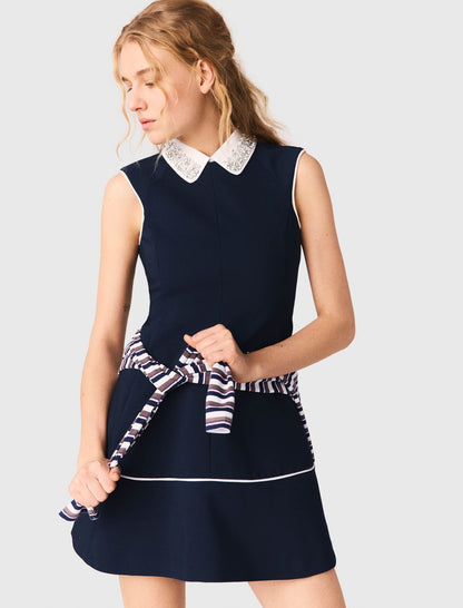 Flared dress with contrast trim | Maje