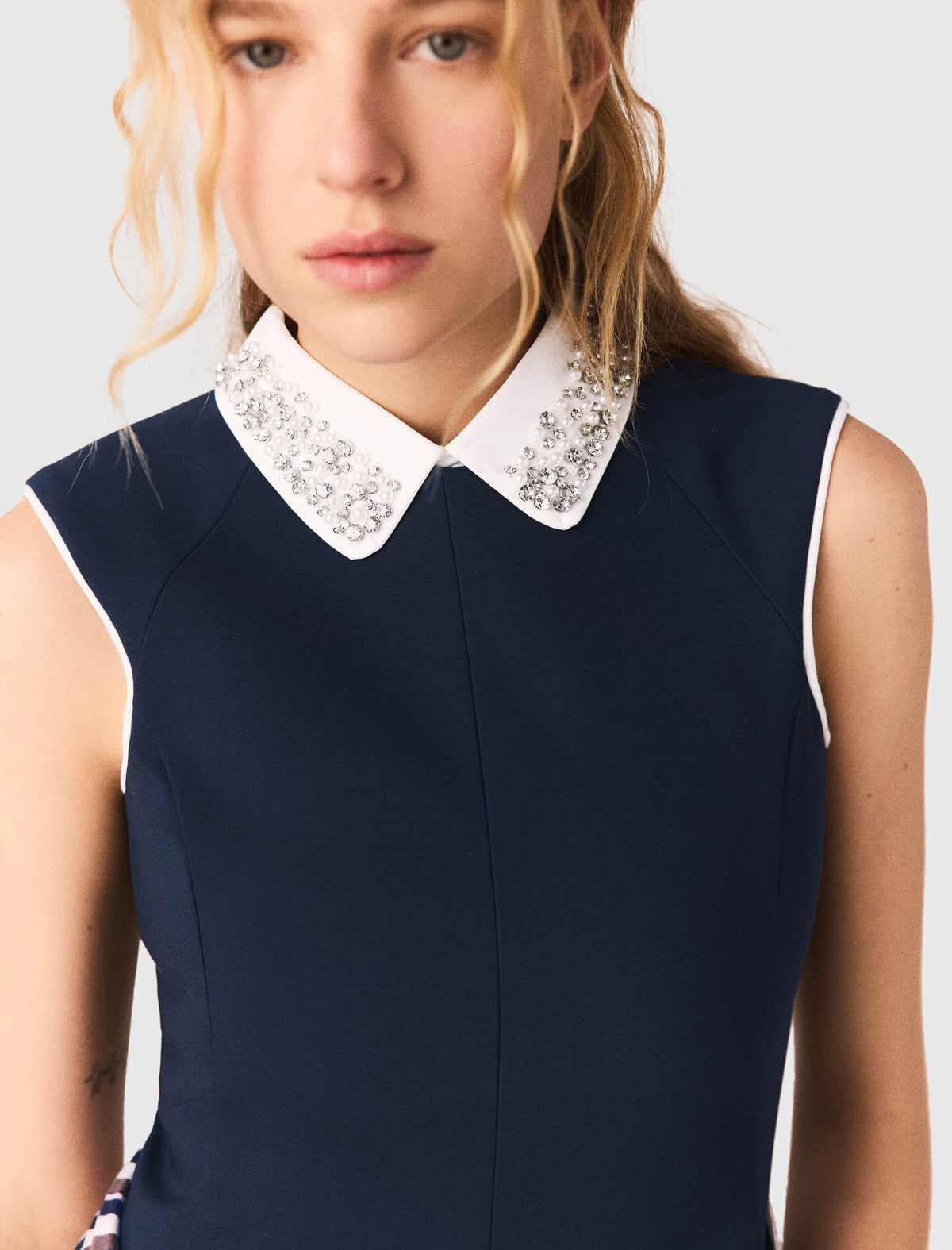 Flared dress with contrast trim | Maje