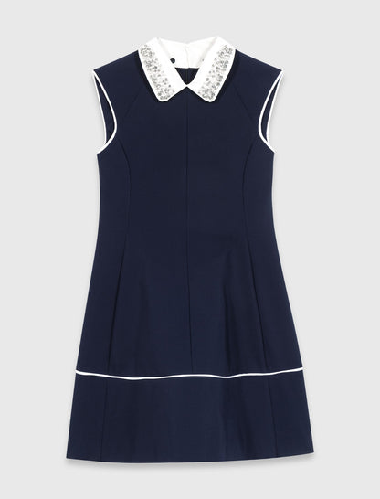 Flared dress with contrast trim | Maje