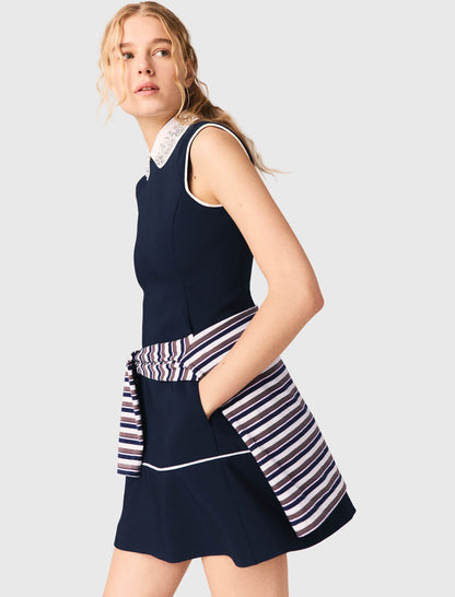 Flared dress with contrast trim | Maje