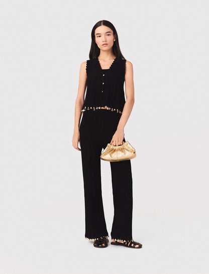 Gold-embellished knit cardigan | Maje