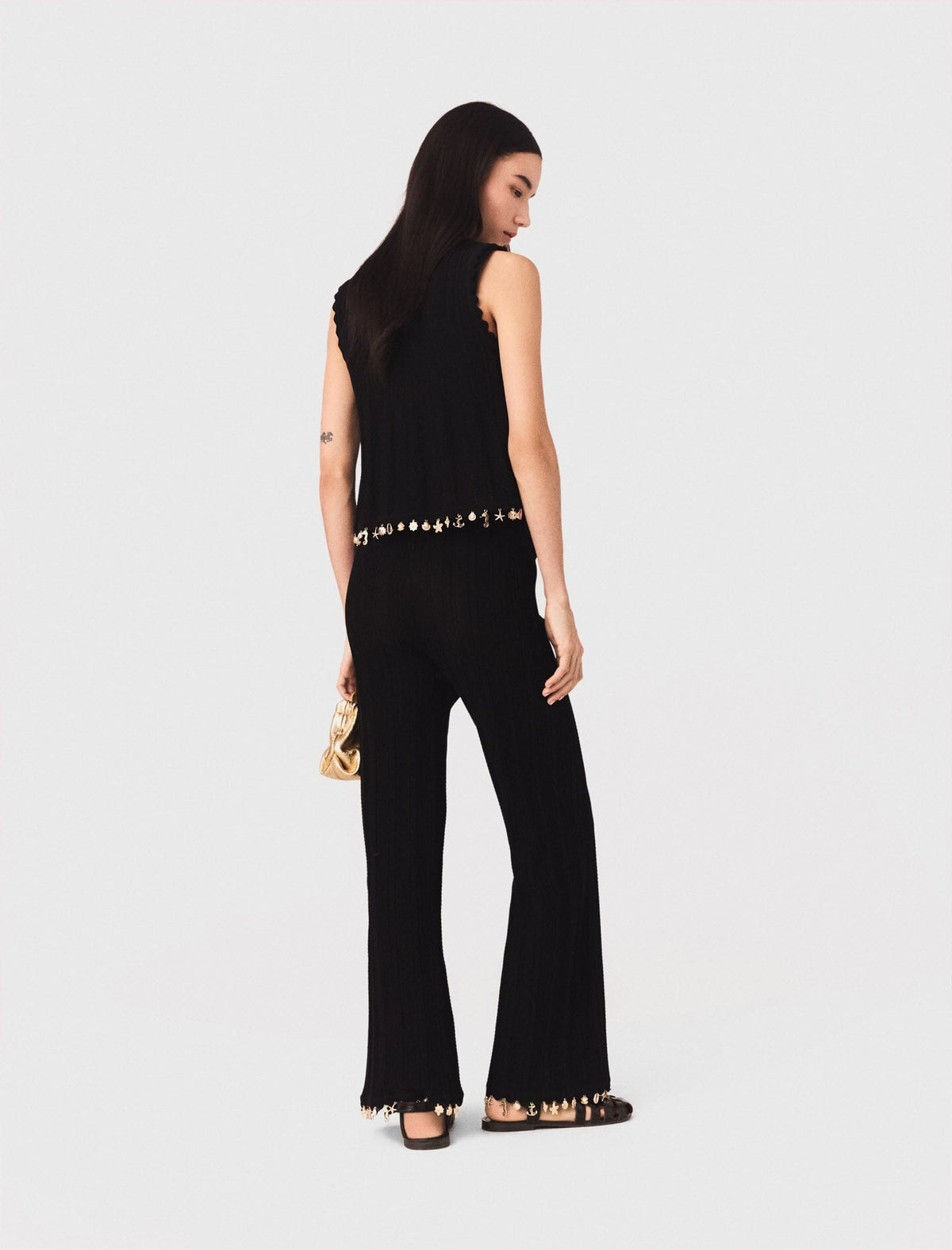 Gold-embellished knit cardigan | Maje