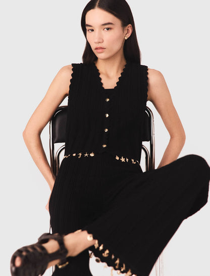Gold-embellished knit cardigan | Maje