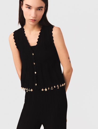 Gold-embellished knit cardigan | Maje