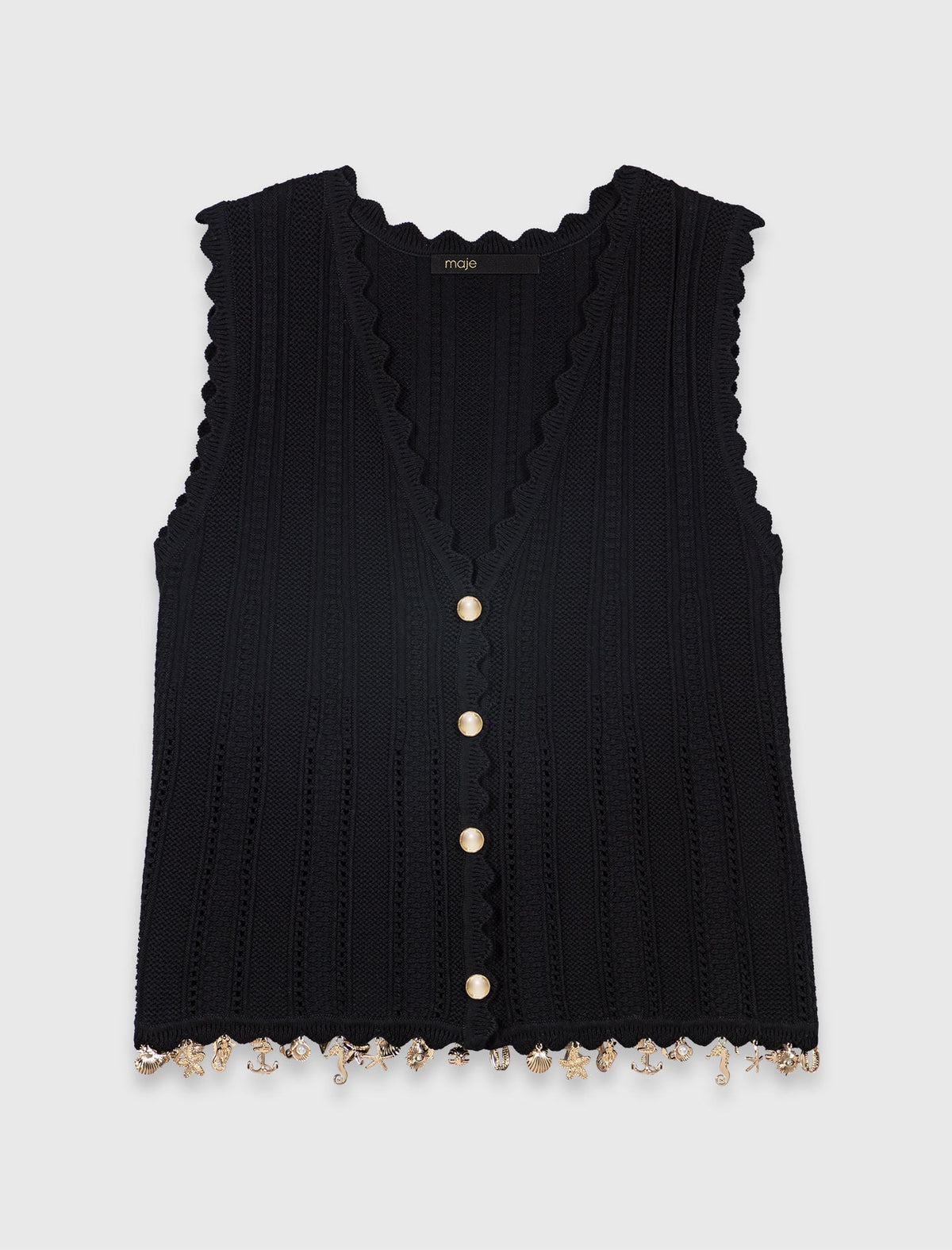 Gold-embellished knit cardigan | Maje