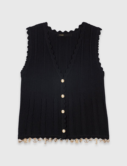 Gold-embellished knit cardigan | Maje