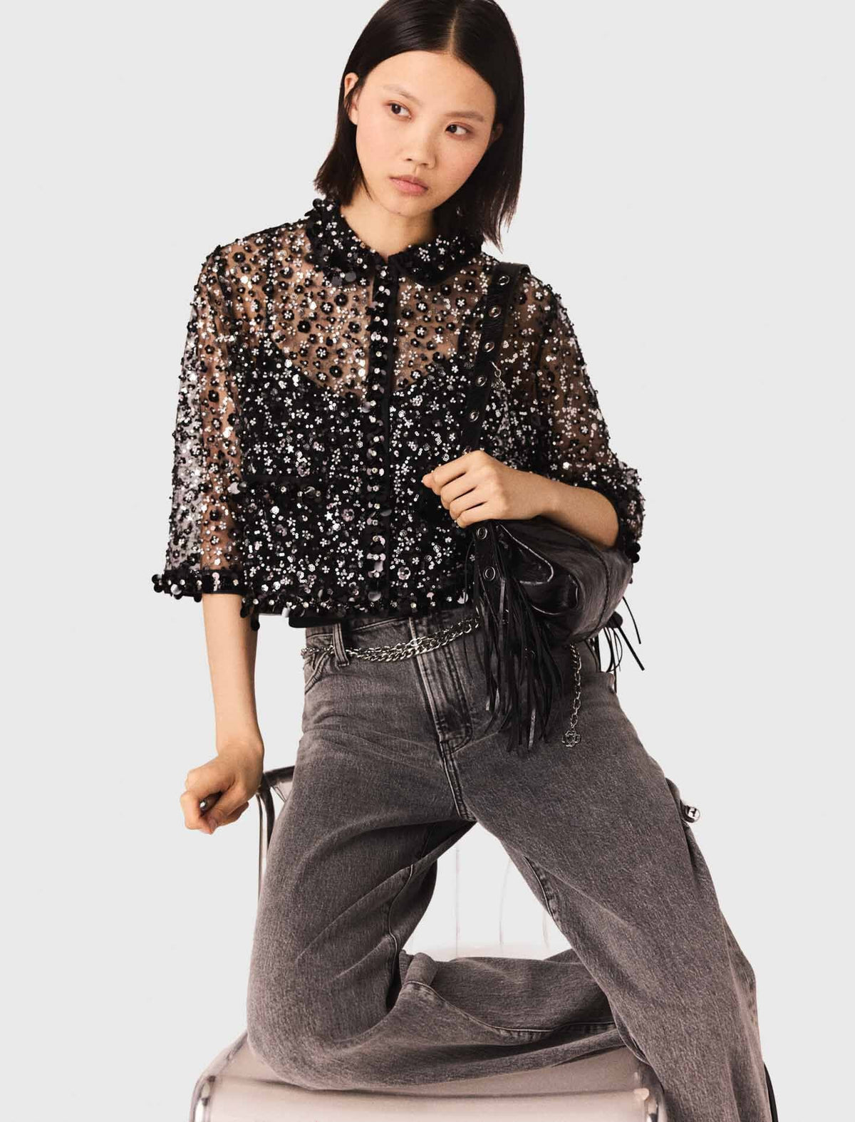 Floral sequin top | Maje