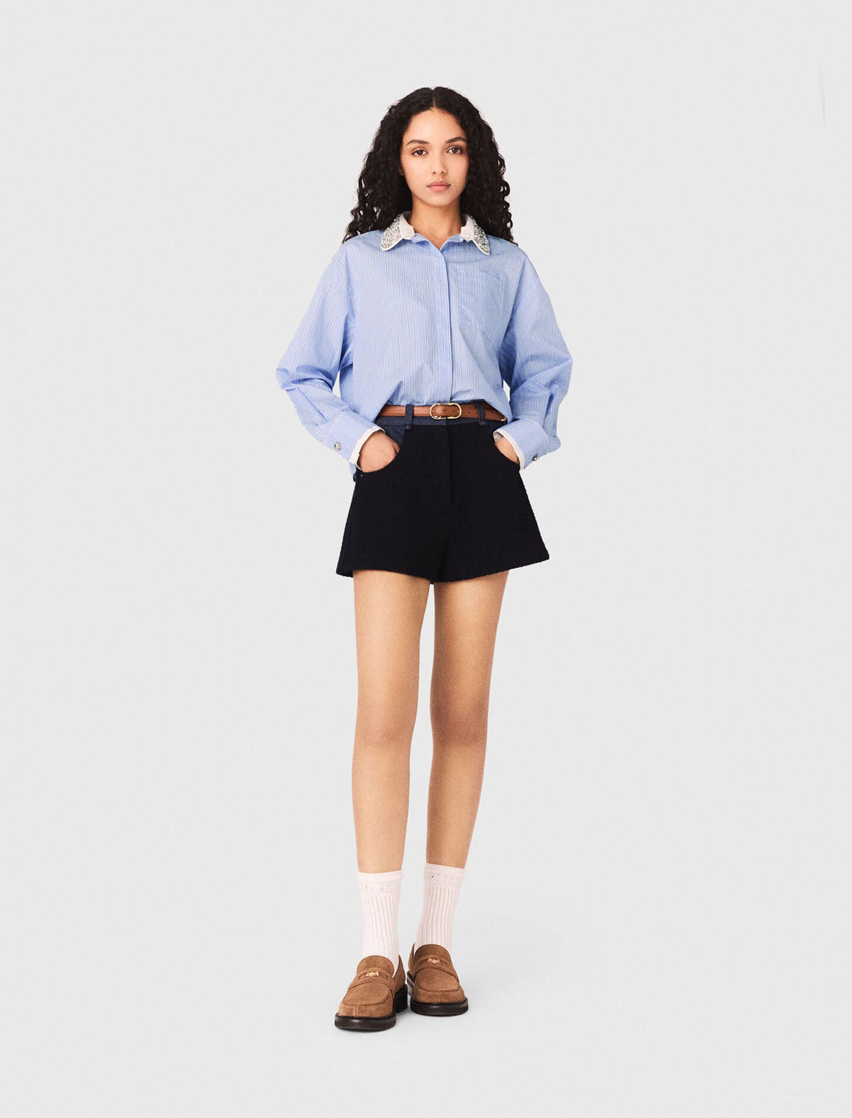 Shirt with removable jewel collar | Maje