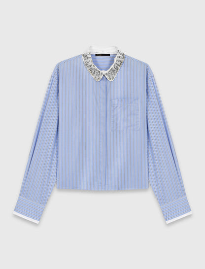 Shirt with removable jewel collar | Maje