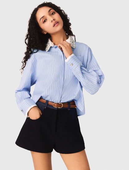 Shirt with removable jewel collar | Maje