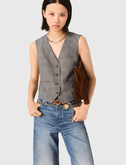 Checked tailored vest | Maje