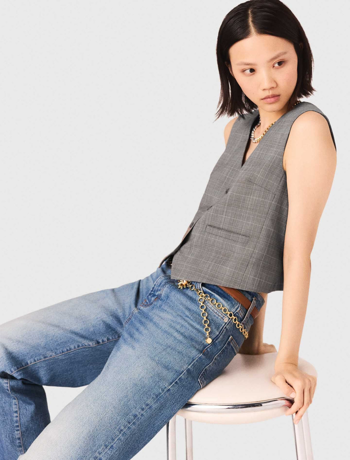 Checked tailored vest | Maje