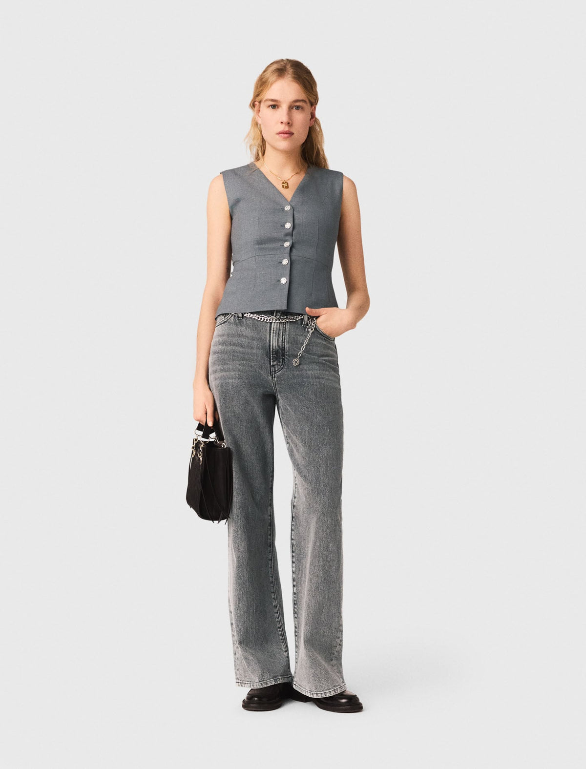 Jewel-button tailored vest | Maje