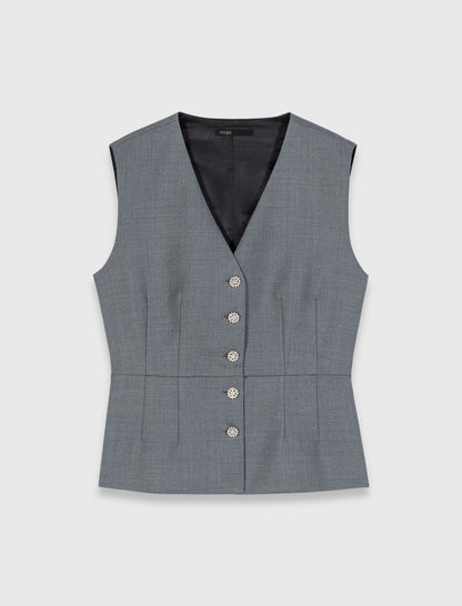Jewel-button tailored vest | Maje
