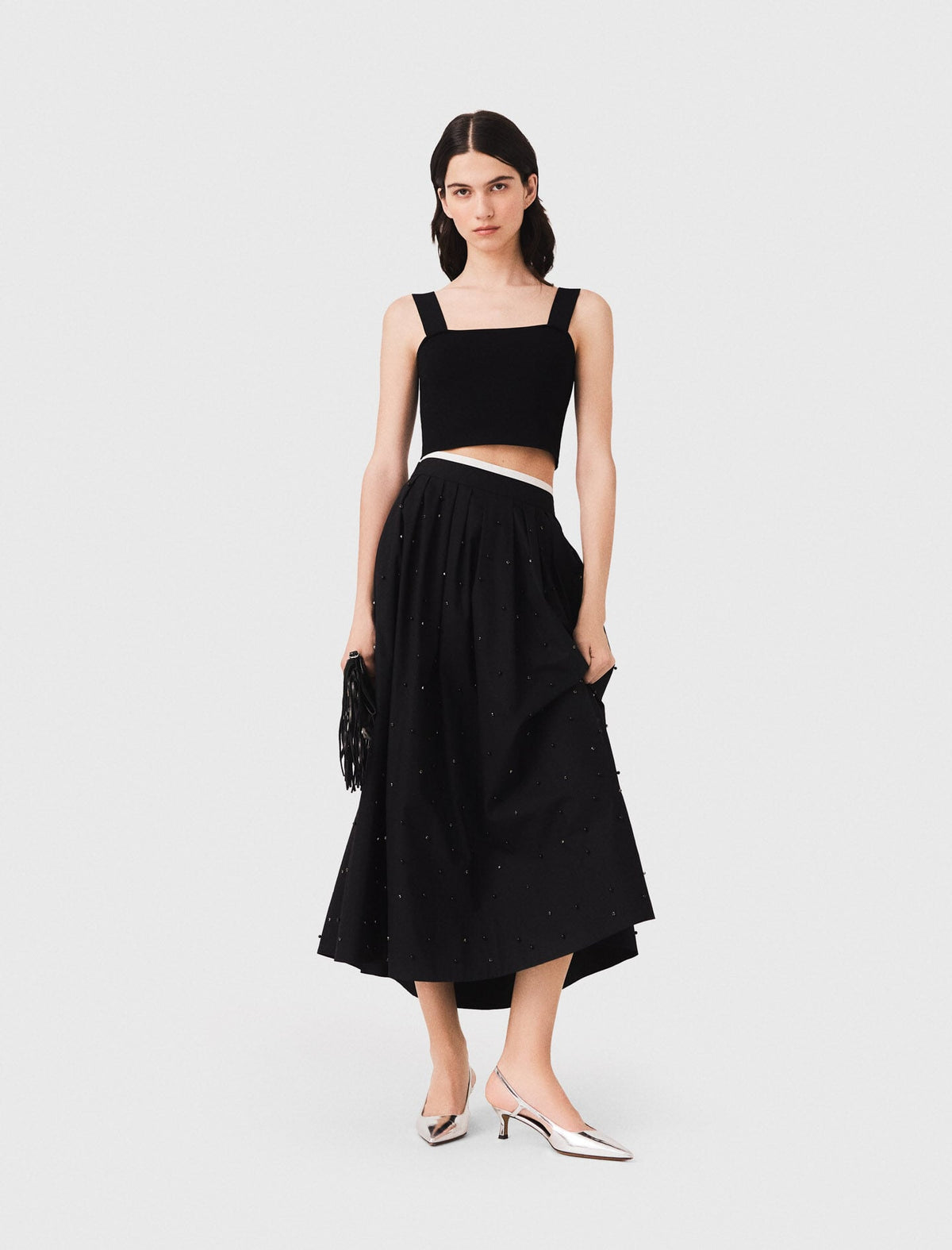 Knitted crop top with straps | Maje