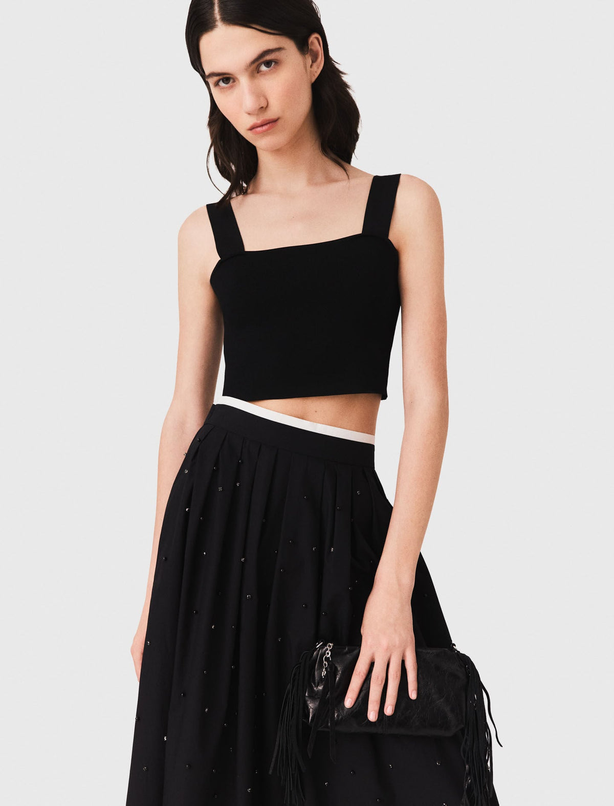 Knitted crop top with straps | Maje