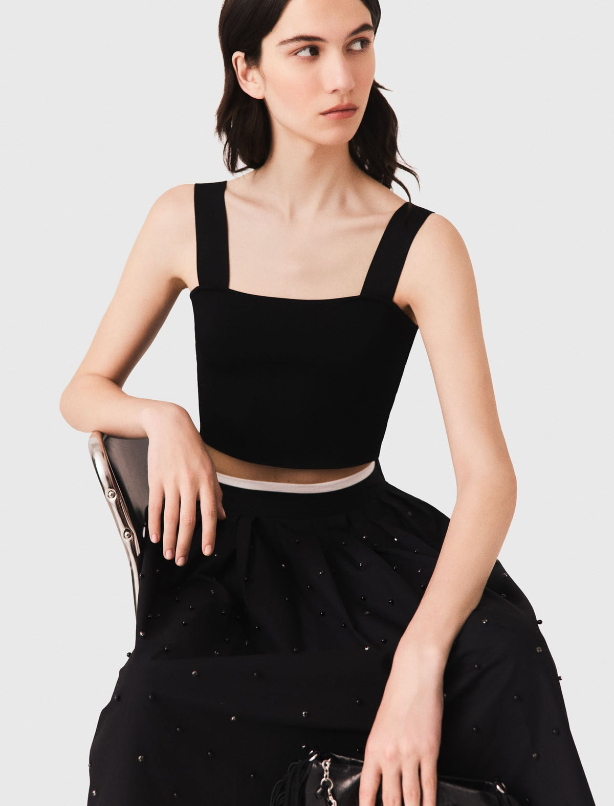 Knitted crop top with straps | Maje
