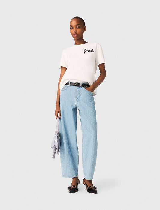T-shirt with embroidered Paris logo | Maje