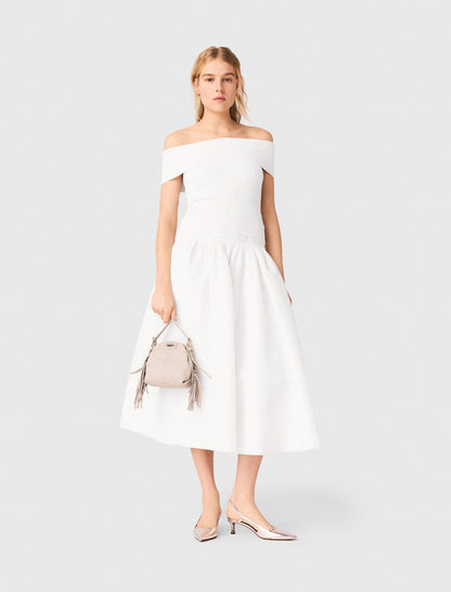 Rib knit bardot-neck top | Maje