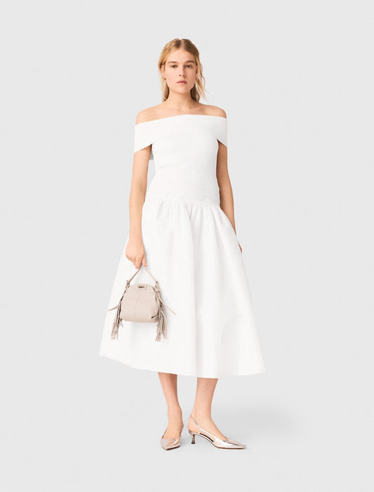 Rib knit bardot-neck top | Maje