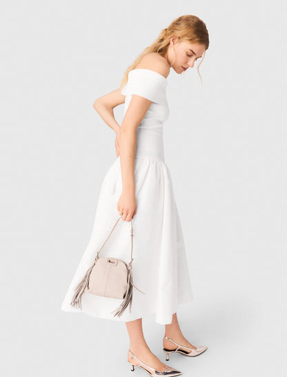 Rib knit bardot-neck top | Maje