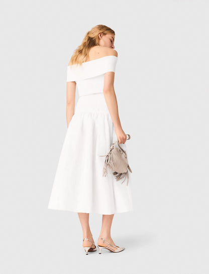 Rib knit bardot-neck top | Maje