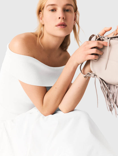 Rib knit bardot-neck top | Maje