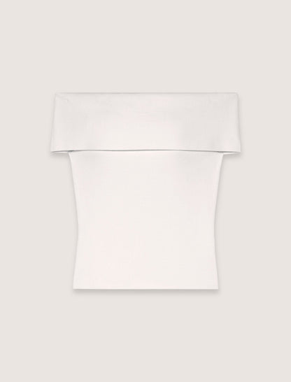 Rib knit bardot-neck top | Maje