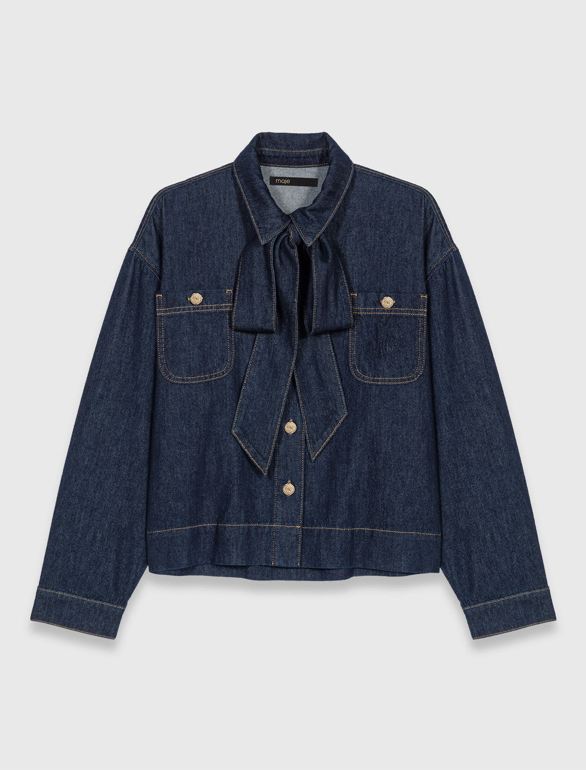 Denim jacket with bow | Maje