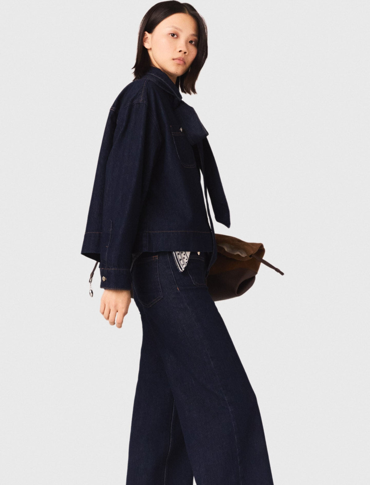 Denim jacket with bow | Maje