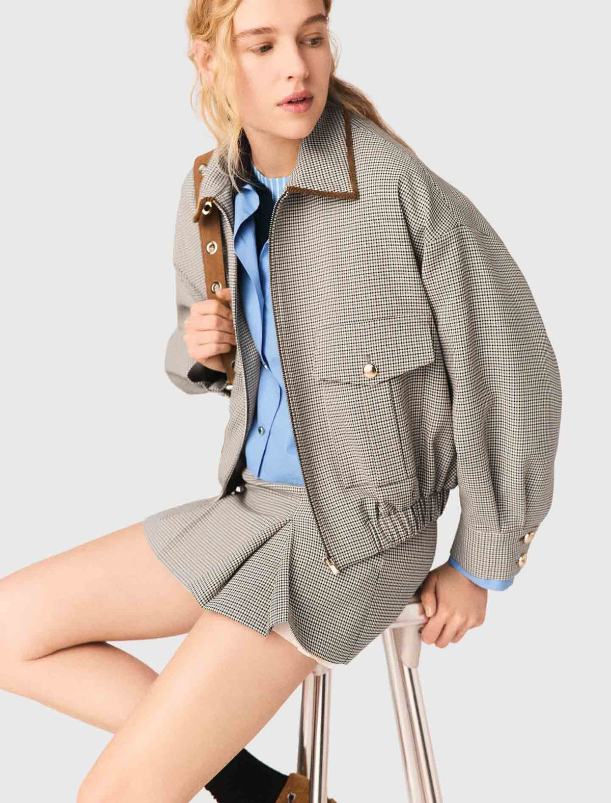Checked bomber jacket | Maje