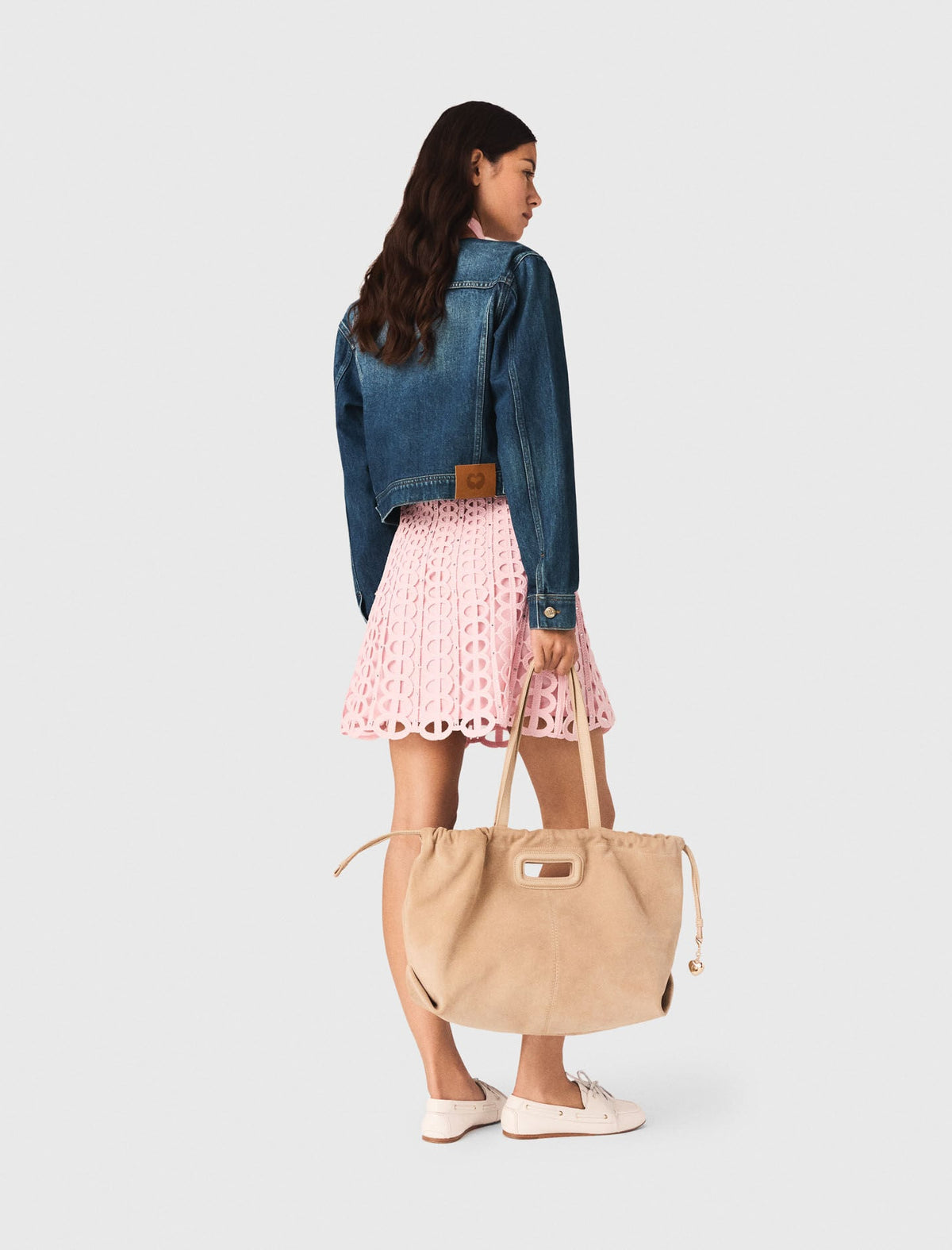 Denim jacket with leather collar | Maje