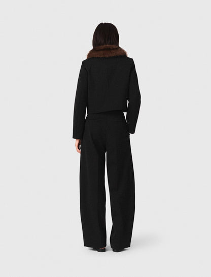 Cropped jacket with removable fur collar | Maje