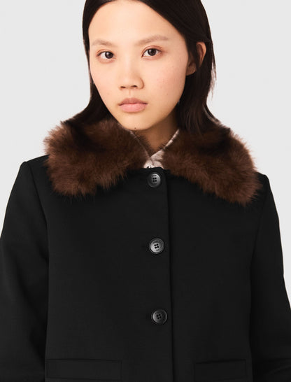 Cropped jacket with removable fur collar | Maje