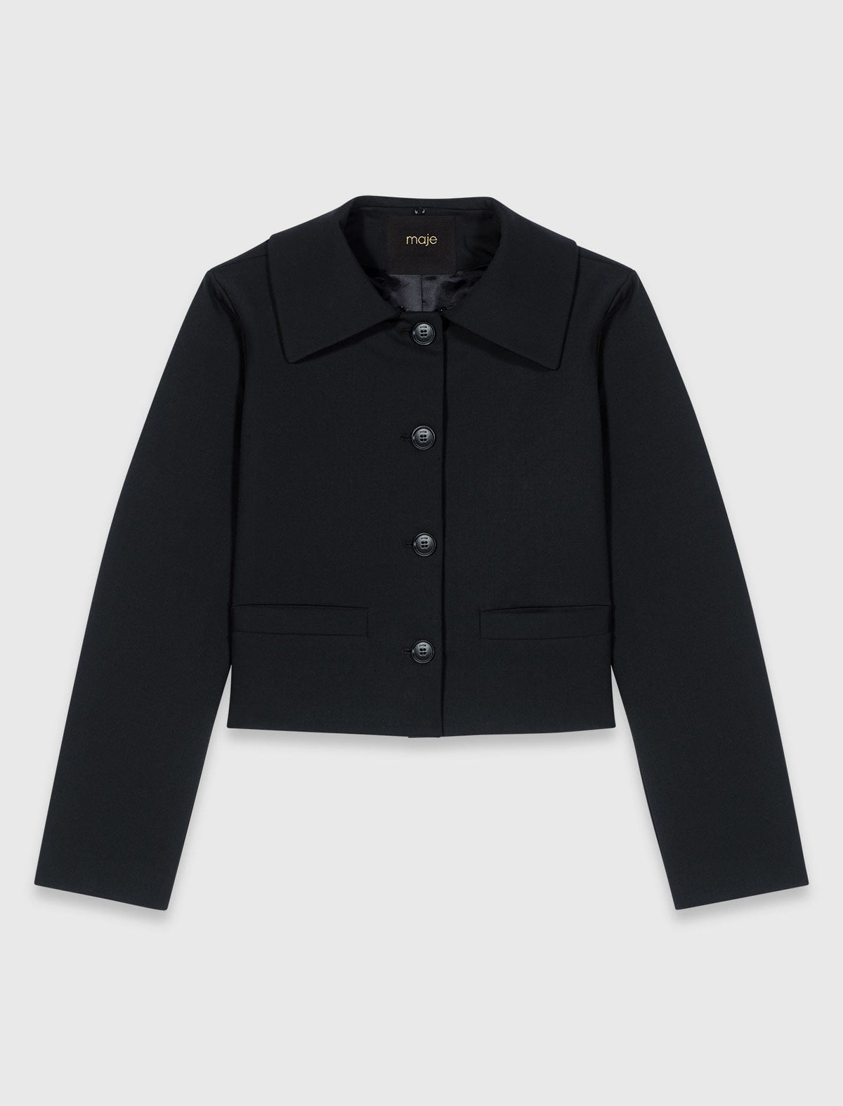 Cropped jacket with removable fur collar | Maje