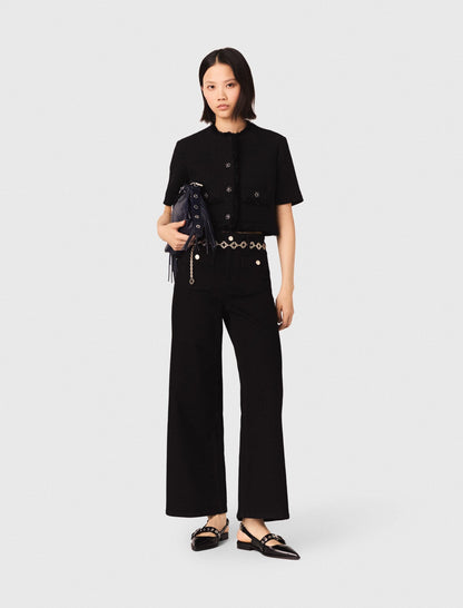 Cropped shiny tweed jacket | Maje