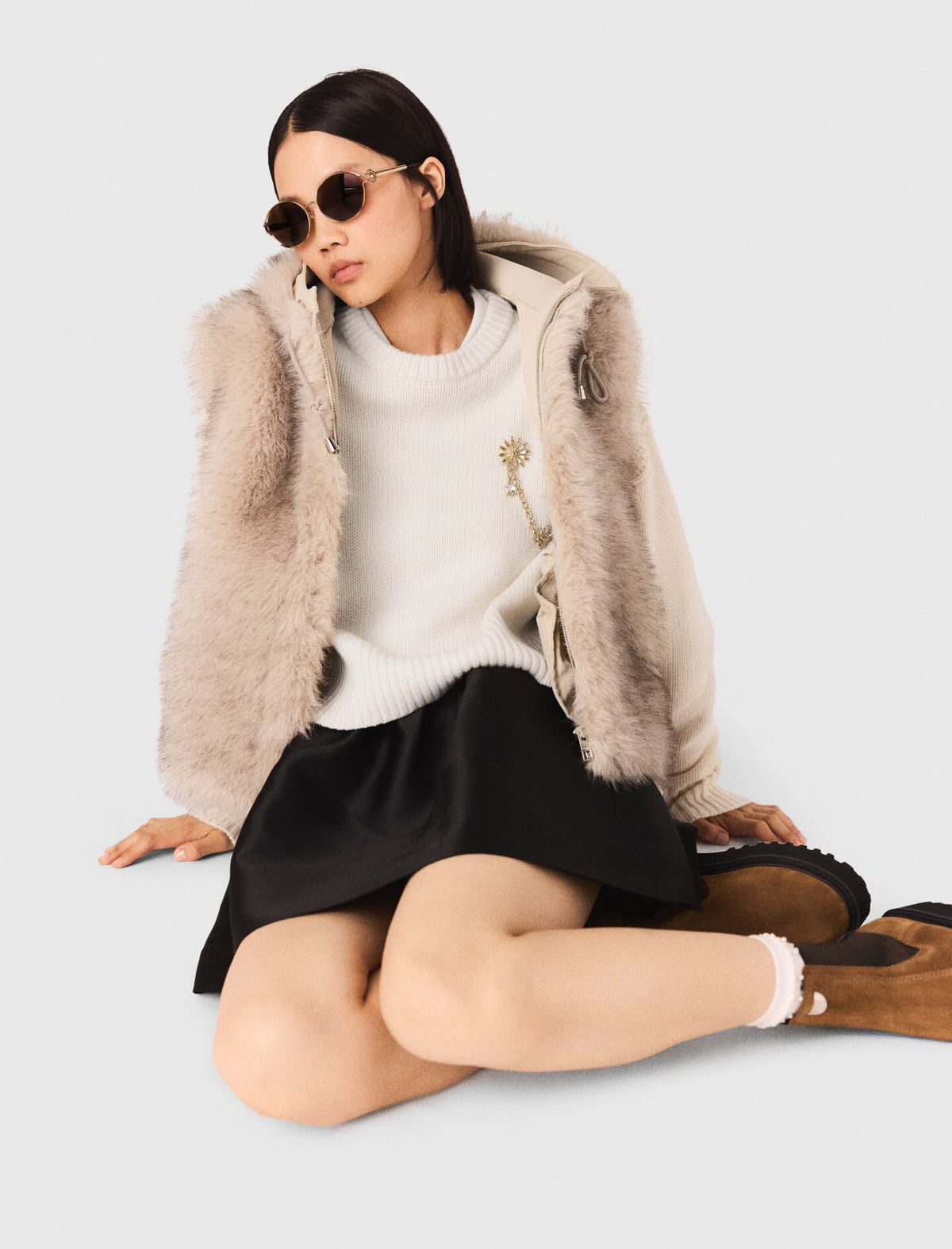 Short faux fur jacket | Maje