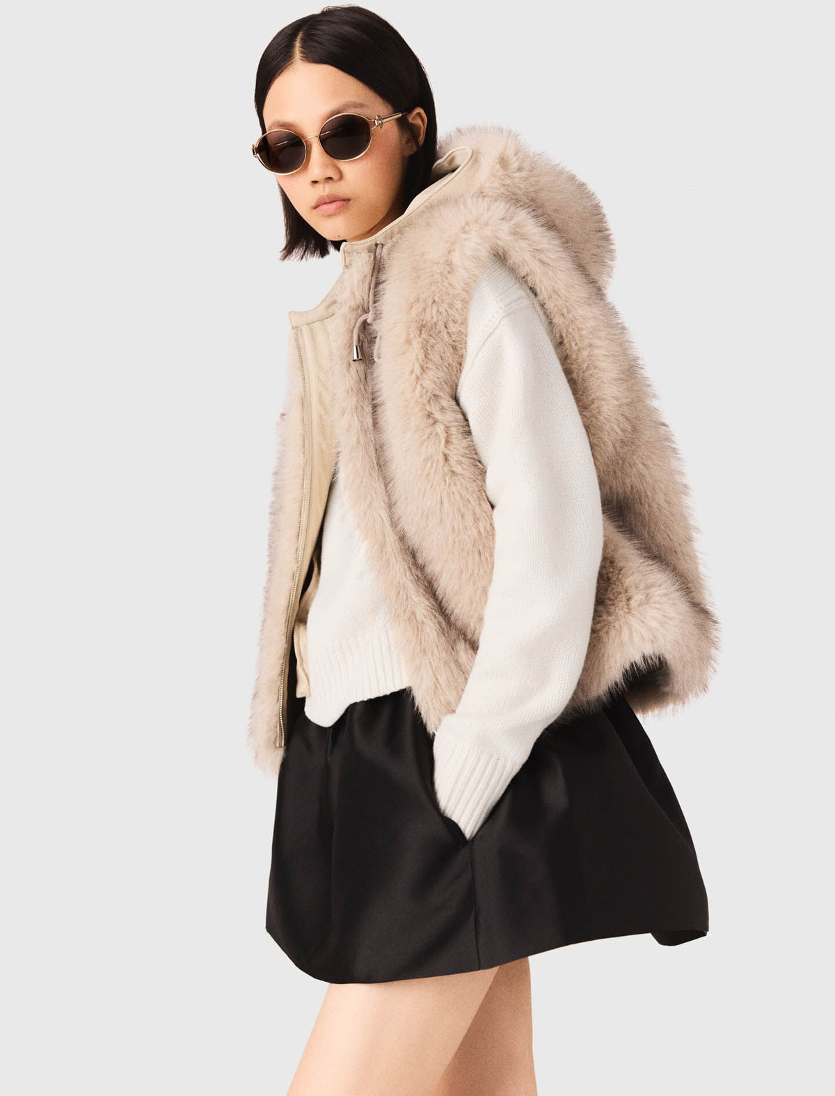 Short faux fur jacket | Maje