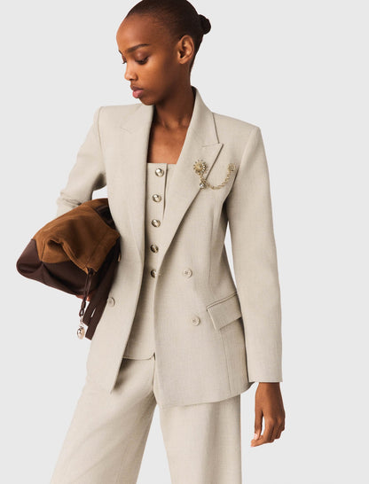 Suit jacket with brooch | Maje
