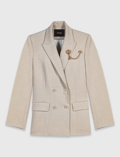 Suit jacket with brooch | Maje