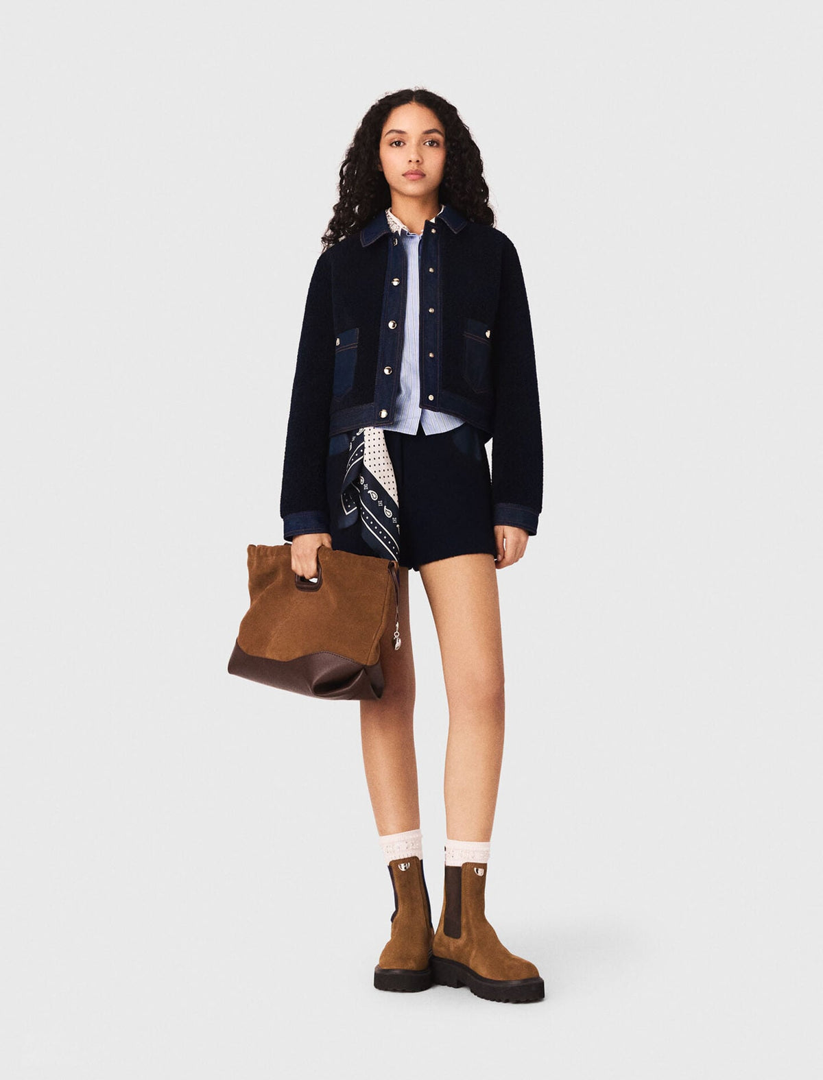 Bouclé and denim jacket | Maje