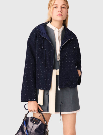 Hooded windbreaker with rhinestones | Maje