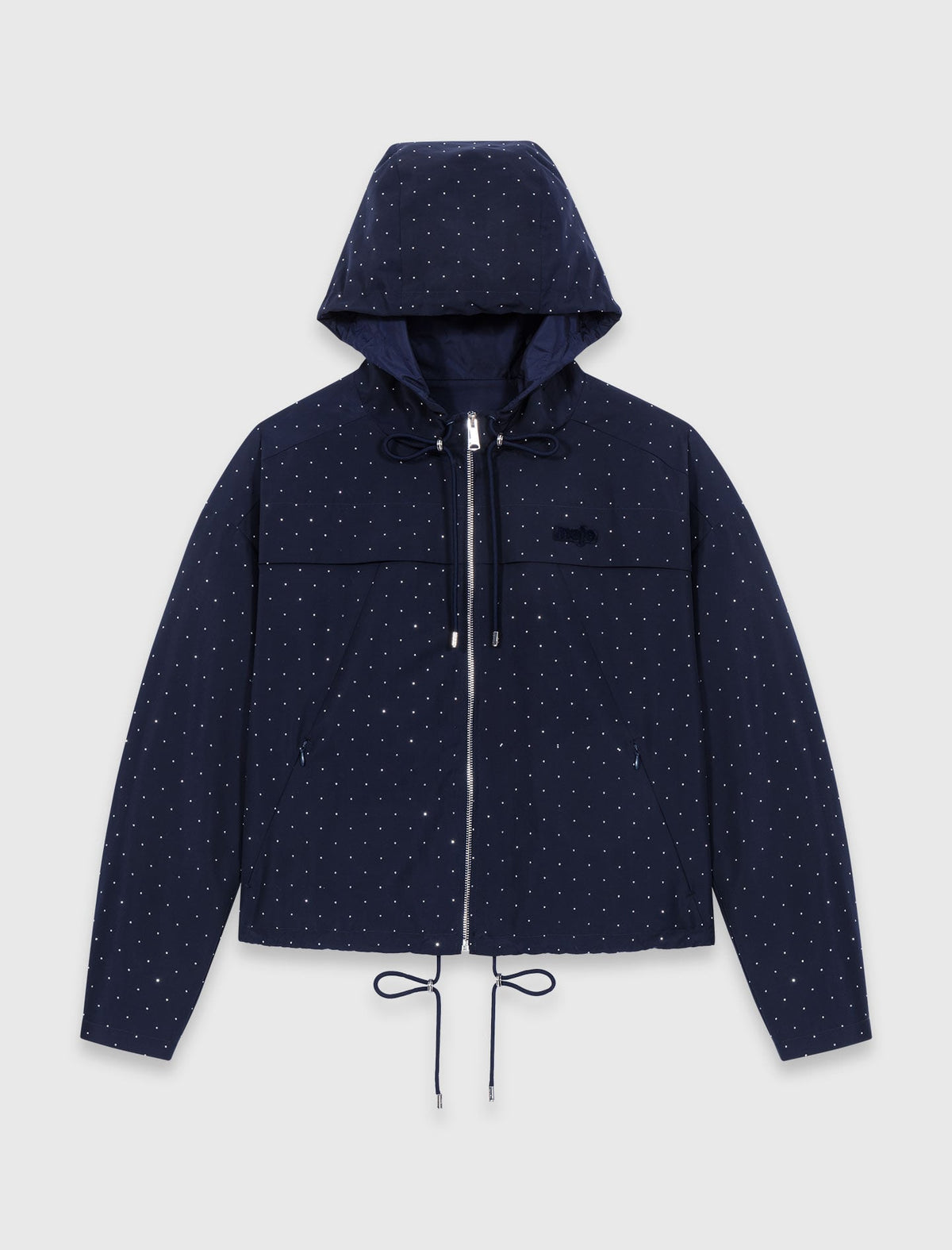 Hooded windbreaker with rhinestones | Maje