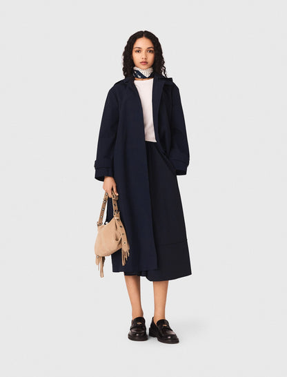 Removable rhinestone-hood trench | Maje