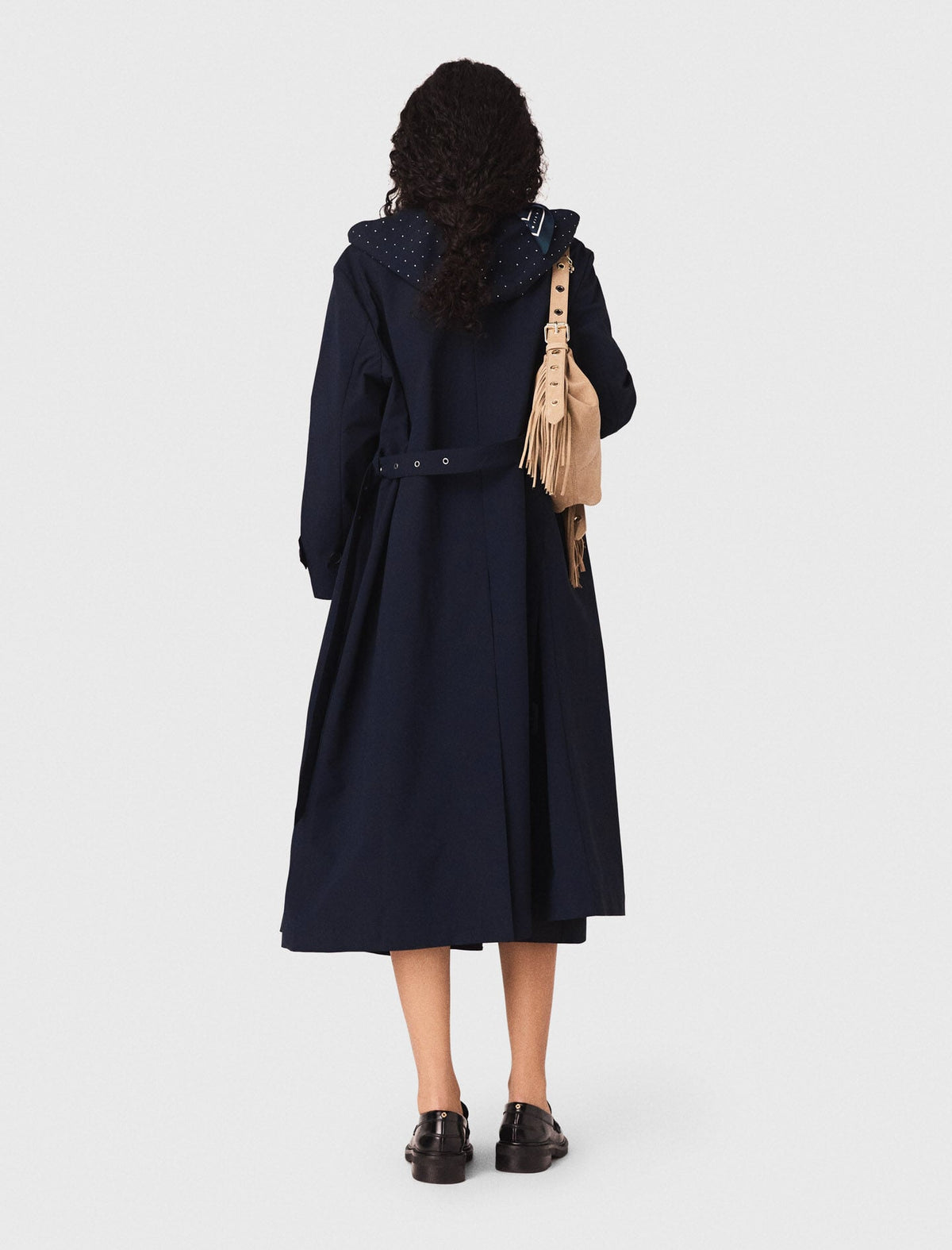 Removable rhinestone-hood trench | Maje