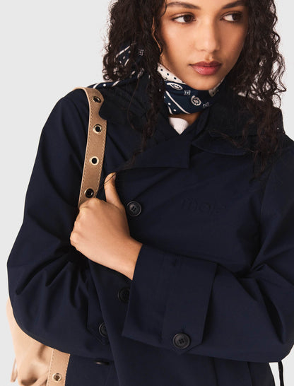 Removable rhinestone-hood trench | Maje