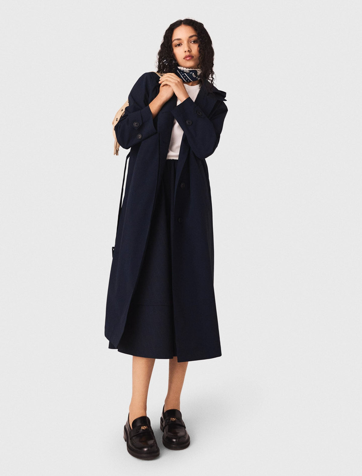 Removable rhinestone-hood trench | Maje